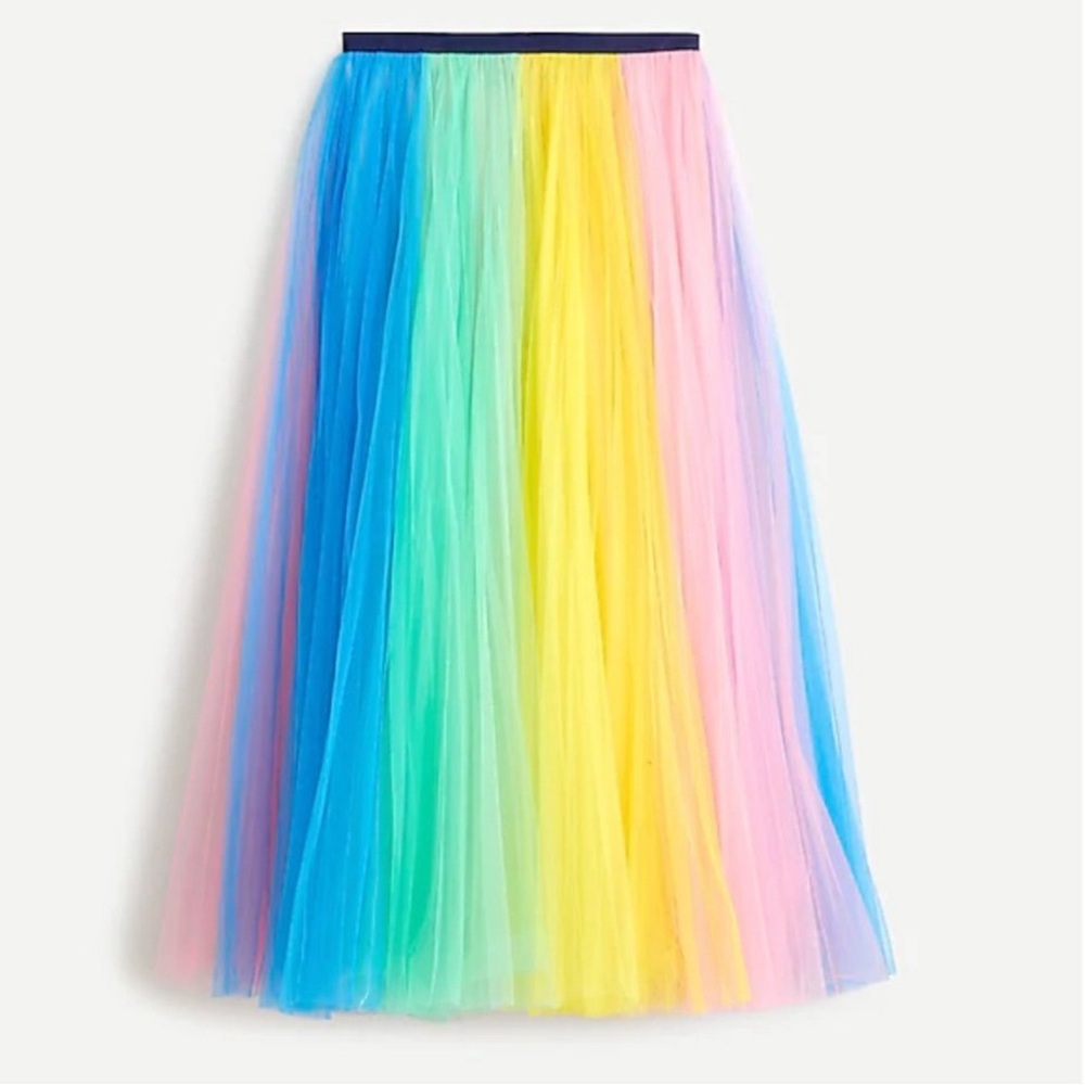 J. Crew Rainbow Tulle Maxi Skirt NWT Size 8 Item AK662